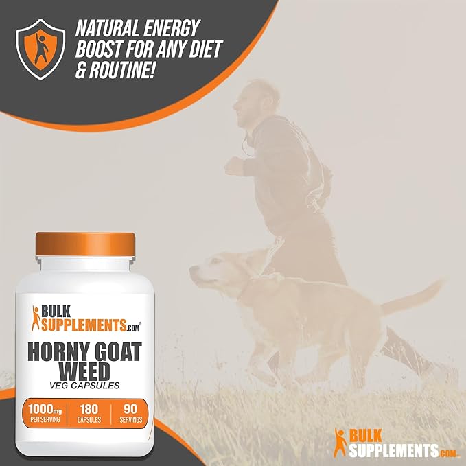 BulkSupplements.com Horny Goat Weed Capsules - Epimedium Extract, Horny Goat Weed Herbal Supplements - Vegan, 2 Capsules per Serving (1000mg), 360 Veg Capsules (Pack of 1)