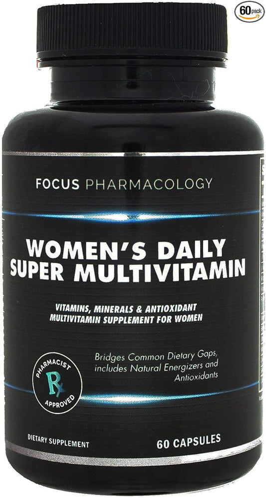 Women's Daily Super Multi-Vitamin for Women - 60 Ct Blend of Vitamins, Minerals, Plus Herbs for Energy, Focus, and Womens Health
