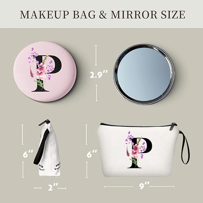 SEAMOON Happy Birthday Friendship Womens Bridesmaid Coolest Gifts for Sister Teacher Coworkers Personalized Travel Makeup Cosmetic Bag with Mirror Valentines Mothers Day Christmas Graduation P