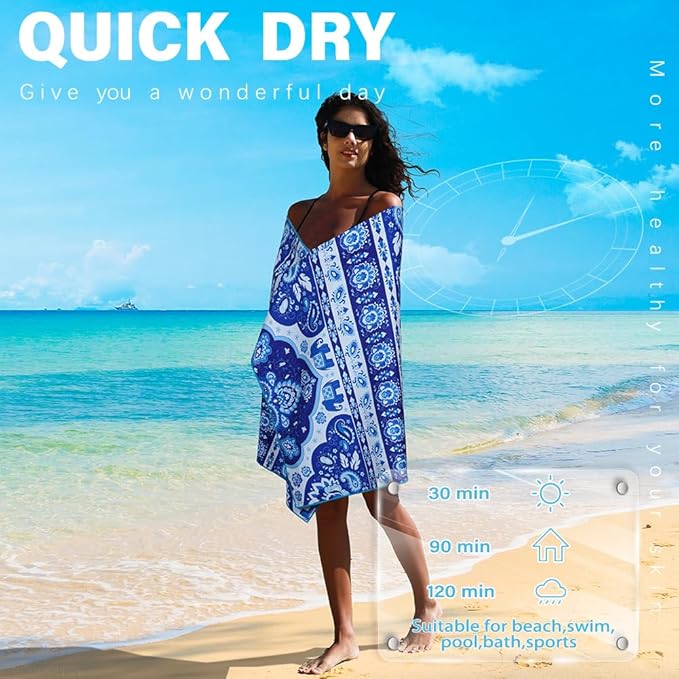 Microfiber Lightweight Beach Towel Sand Free Quick Dry