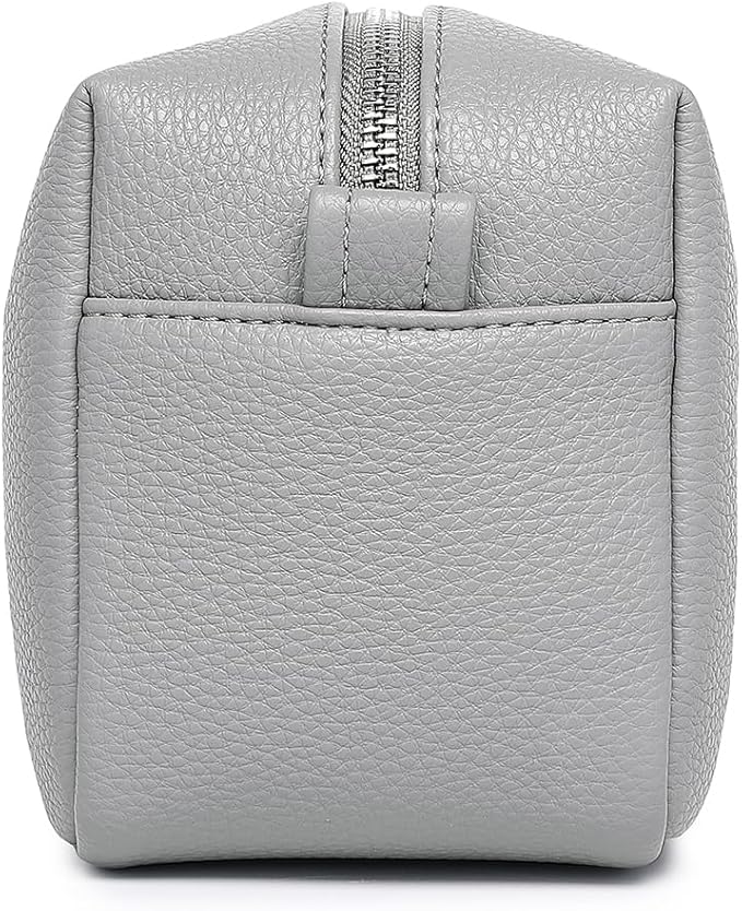 PU leather Organizer Bag Lightweight Cosmetic Bag with Ring Clasp Perfect Travel Makeup Bag for Women (Shark Gray/PU)