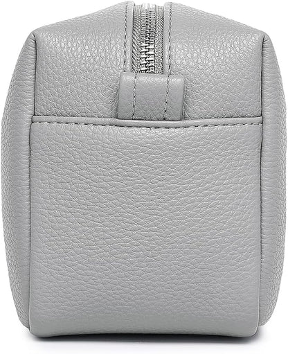 PU leather Organizer Bag Lightweight Cosmetic Bag with Ring Clasp Perfect Travel Makeup Bag for Women (Shark Gray/PU)