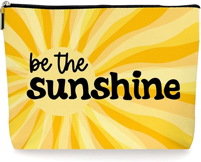 Yellow Boho Sunshine Inspirational Makeup Bag Cosmetic Bag - Cute Yellow Accessories, Yellow Sunshine Decor, Ideal Return Birthday Gifts for Women. (081)