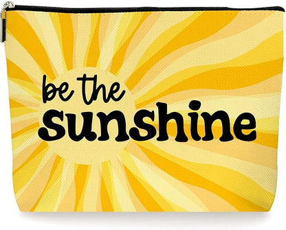 Yellow Boho Sunshine Inspirational Makeup Bag Cosmetic Bag - Cute Yellow Accessories, Yellow Sunshine Decor, Ideal Return Birthday Gifts for Women. (081)