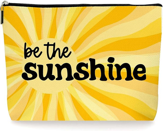 Yellow Boho Sunshine Inspirational Makeup Bag Cosmetic Bag - Cute Yellow Accessories, Yellow Sunshine Decor, Ideal Return Birthday Gifts for Women. (081)