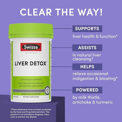 Swisse Milk Thistle Liver Cleanse Detox & Repair | Liver Supplement & Liver Support | Milk Thistle + Turmeric + Artichoke Extract | Milk Thistle Liver Detox & Fatty Liver Supplement | 180 Liver Pills