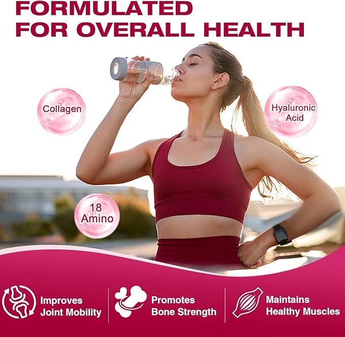 Multi Collagen Peptides Powder - Type I II III V X - Hydrolyzed Collagen Peptides with Multivitamins, Hyaluronic Acid & Biotin - Support Skin Hair Nail Joints & Gut