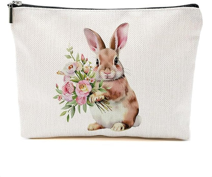 Cute Bunny Makeup Bag Bunny Gifts Cosmetic Bag Bunnies Themed Gifts for Women Girls Friend Daughter Rabbit Lovers Gifts Travel Organizer Zipper Pouch Graduation Birthday Friendship Gifts