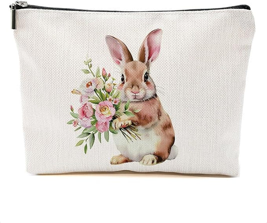 Cute Bunny Makeup Bag Bunny Gifts Cosmetic Bag Bunnies Themed Gifts for Women Girls Friend Daughter Rabbit Lovers Gifts Travel Organizer Zipper Pouch Graduation Birthday Friendship Gifts