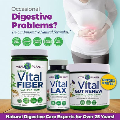 Vital Planet - Vital Fiber Powder, Soluble and Insoluble Fiber Supplement with Flax, Pea and Hemp, Organic Daily Dietary Supplement Supports Gut Digestive Regularity 7.76 oz