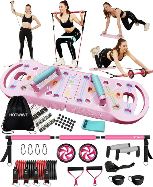 HOTWAVE Portable Exercise Equipment with 16 Gym Accessories.20 1 Push