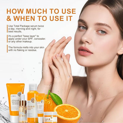 5 Pieces Vitamin C Serum Facial Skin Care Set,Skin Revitalizer, Nourishing, Lightening, Brightening Skin Tone, Gift Set Travel Size Kit with Cleanser, Toner, Serum, Eye Cream, Face Cream