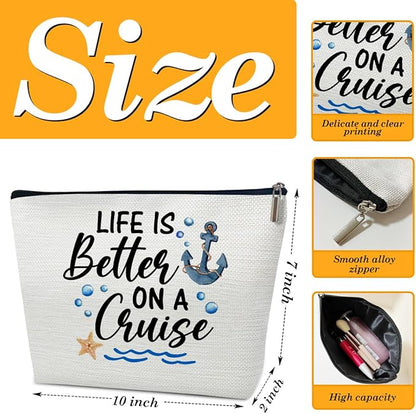 Cruise Makeup Bag, Life Is Better On A Cruise, Makeup Travel Bag, Women Vacation Gift for Lovers Daughter Wife, BFF Sister Toiletry Case Pouch, Best Friend Beach Travel Accessories