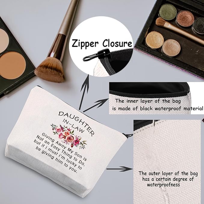TSOTMO Daughter in Law Gift Wedding Gift Cosmetic Bag Bride Bridal Gift Giving Away My Son is Not an Easy Thing to Do,but if i must i'm lucky to be giving him to you Makeup Bag (My Son)
