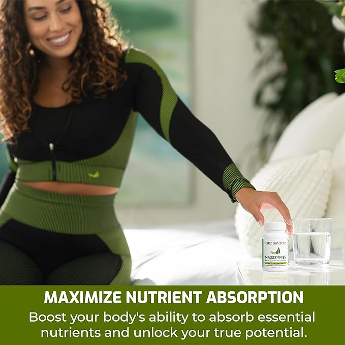 BiOptimizers - MassZymes 4.0 with AstraZyme - Digestive Enzyme Supplement for Better Absorption - Relief from Bloating, Constipation, and Gas - Contains Lipase, Amylase, and Bromelain, 30 Capsules