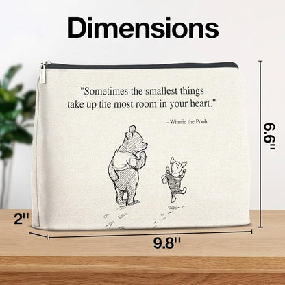 YeleY Pooh Bear Gifts for Women Girls, Classic Makeup Bag for Women Girls Friends, Inspirational Pooh Bear Cosmetic Bag Makeup Zipper Pouch