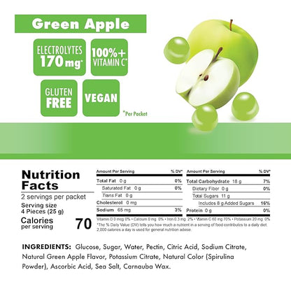 Bonk Breaker Energy Chews, Dairy-Free, Gluten-Free Ingredients to Provide Quick Energy and Focus, 1 Box of 10 Packets, Green Apple