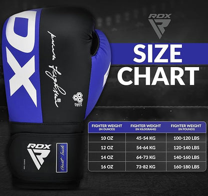 RDX Boxing Gloves, Maya Hide Leather Training Gloves for Muay Thai, Kickboxing, Sparring, Punch Bag, Punching Bag, Kickboxing Gloves, Martial Arts Training, Home Gym, Men, Women, 8 10 12 14 16 oz