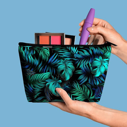 Palm Leaf Makeup Bags for Women - Hawaiian Cosmetic Bag for Vacation Large Capacity Toiletry Bags and 1Ps Mini Portable Pouch