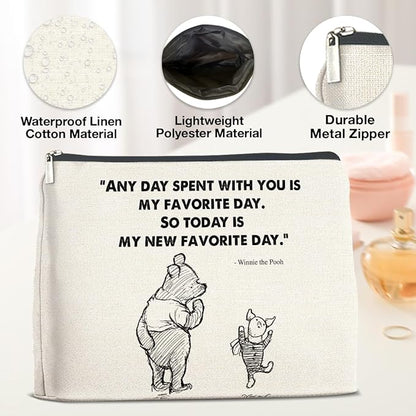 YeleY Pooh Bear Gifts for Women Girls, Inspirational Gifts Friendship Gift for Girls Women Friends, Classic Pooh Bear Makeup Bag Pooh Bear Cosmetic Bag
