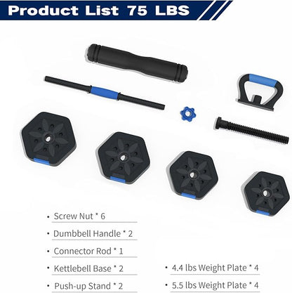 VIVITORY Dumbbell Sets Adjustable Weights, Free Weights with Connector, Non-Rolling Adjustable Dumbbell Set, Barbell for Home Gym, Hexagon, Cement Mixture