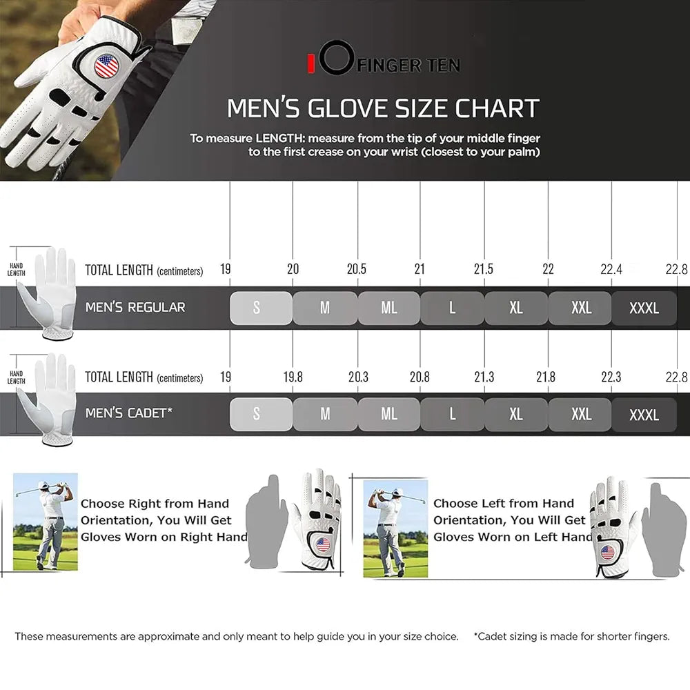 Amy Sport Golf Gloves Men Left Hand Right Handed Golfer 3 Pack with Ball Marker Soft Leather Weathersof Grip Mens Glove Size S M ML L XL XXL 3XL