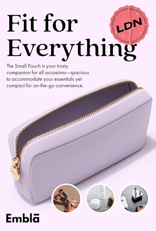 Embla Makeup Bag Travel Cosmetics Pouch and Toiletry Bag, Nylon Zipper Pouch Purse, Cute Make Up Organizer Storage Tote for Women Girls, Waterproof Travel Skincare Case, Small Makeup Bags,Orchid