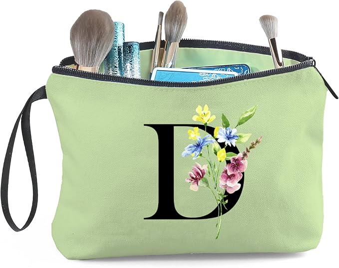 SEAMOON Women Birthday Maid of Honor Monogrammed Gifts for Bride Bridesmaid Sister Friend Her Teacher Makeup Cosmetic Bag with Mirror Mothers Day Christmas Graduation D