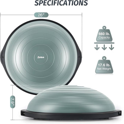 ZELUS 25in. Balance Ball 1500lb Inflatable 2 Bands,