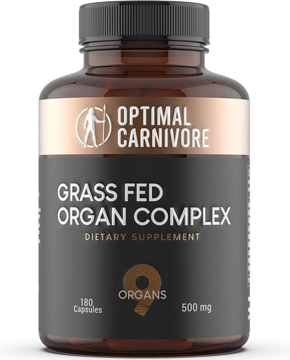 Grass Fed Beef Organs, Beef Organ Capsules, Beef Organ Supplement, Organ Supplement Grass Fed, Organ Meat Capsules, Grass Fed Organ Complex - 9 Organs - Beef Liver, Brain, Thymus, Lung, Gallbladder