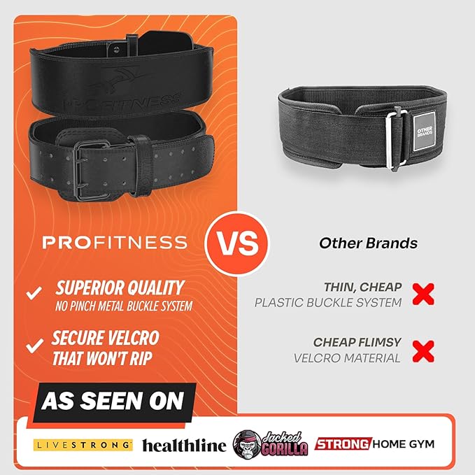 ProFitness Weight Lifting Belt for Men & Women 4" Wide