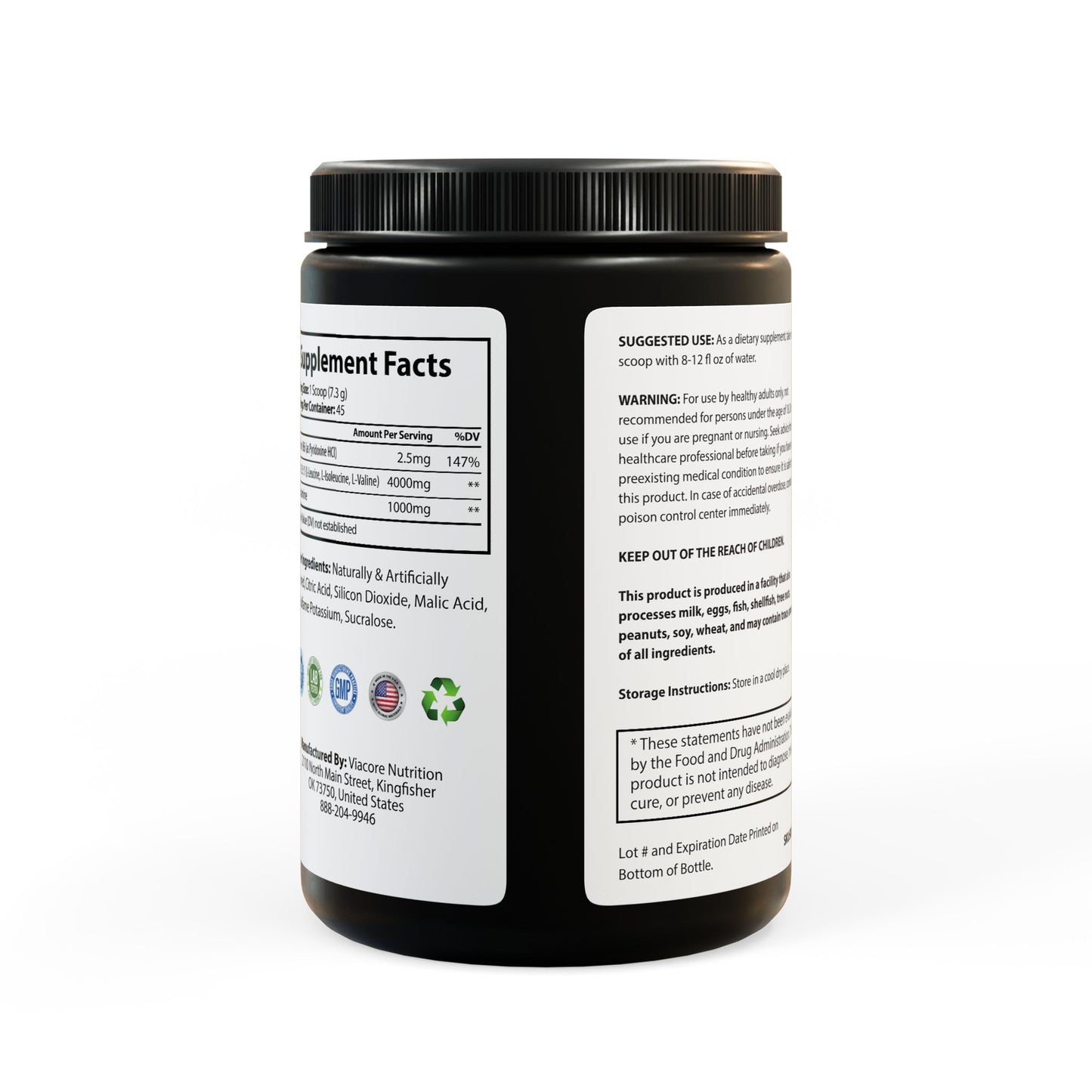 HBS, BCAA Supplement, Watermelon, Powder (325g, 11.46oz, 45 servings)
