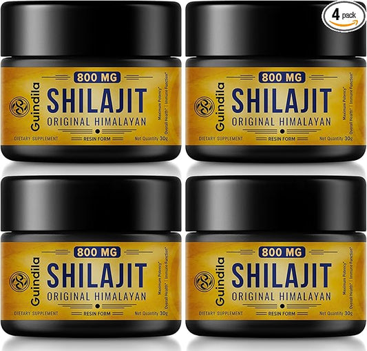 800mg Shilajit Supplement - Shilajit Pure Himalayan Organic Shilajit Resin with Maximum Potency, Original from Himalayan with 85+ Trace Minerals & Fulvic Acid for Focus & Energy, Immunity, 4 Packs