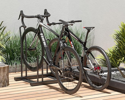 CXWXC 1-3 Bicycle Stand - Bike Floor Parking Stand for Garage/Home - Bike Storage Rack fit 26”-29” Mountain Road Bikes (for 2 bikes)