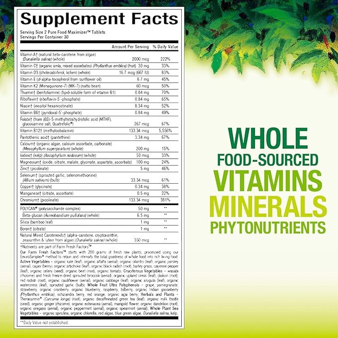 Whole Earth & Sea from Natural Factors, Bone Structure Multivitamin & Mineral, Whole Food Supplement, Vegan and Gluten Free, 60 Tablets (30 Servings)