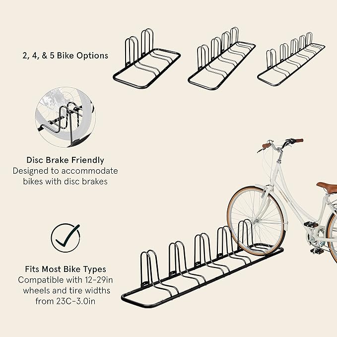 Retrospec Stash Rack 2, 4 & 5 Bike Floor Stand Bicycle Storage Organizer for Mountain Bike, Road Bike, Weather Resistant Fine Powder Steel Coating Fits Wheels up to 3"
