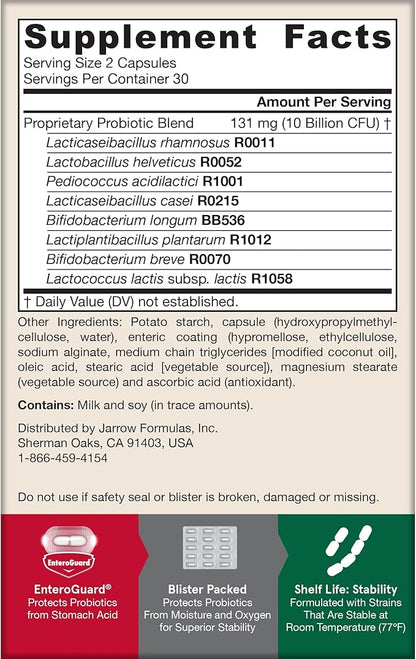 Jarrow Formulas Jarro-Dophilus EPS Probiotics 10 Billion CFU, Dietary Supplement for Intestinal Tract Support, Gut Health Supplements for Women and Men, 60 Veggie Capsules, 30 Day Supply (Pack of 12)