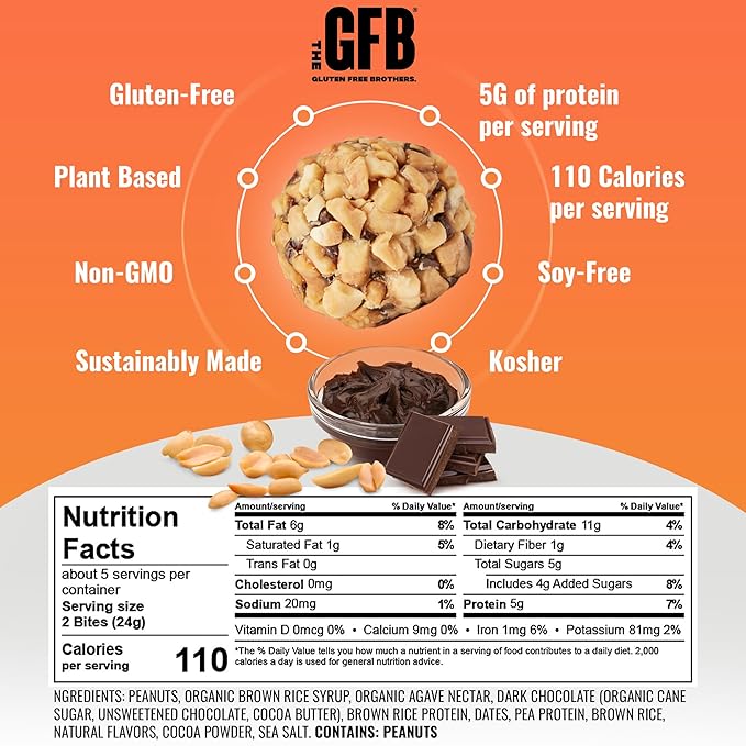 The Gluten Free Brothers Gluten Free Protein Bites Variety Pack – Non GMO, Soy Free, Vegan – Snack Size Plant Based Protein Energy Balls, 4 Oz (6 Count)
