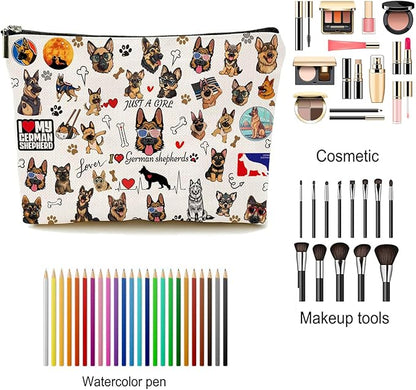 German Shepherd Gifts, Dog Makeup Bag, Dog Lover Gifts for Women, Funny Cosmetic Bag Birthday Christmas for Her, Sister, Daughter
