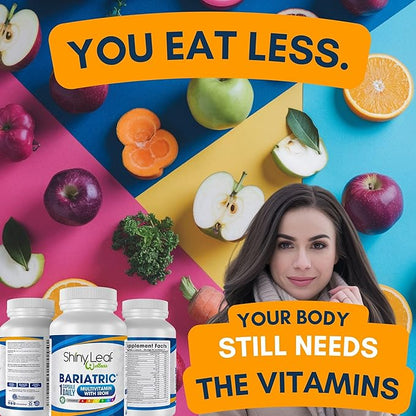 Shiny Leaf Bariatric Multivitamin with Iron - 45mg Iron, 360 Capsules, Post WLS Support, for Gastric Sleeve, Bypass and Mini Bypass, High Potency Daily Vitamins, for Women and Men,1 Year Supply