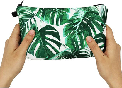 Cute Travel Makeup Bag Cosmetic Bag Small Pouch Gift for Women (Leaves)