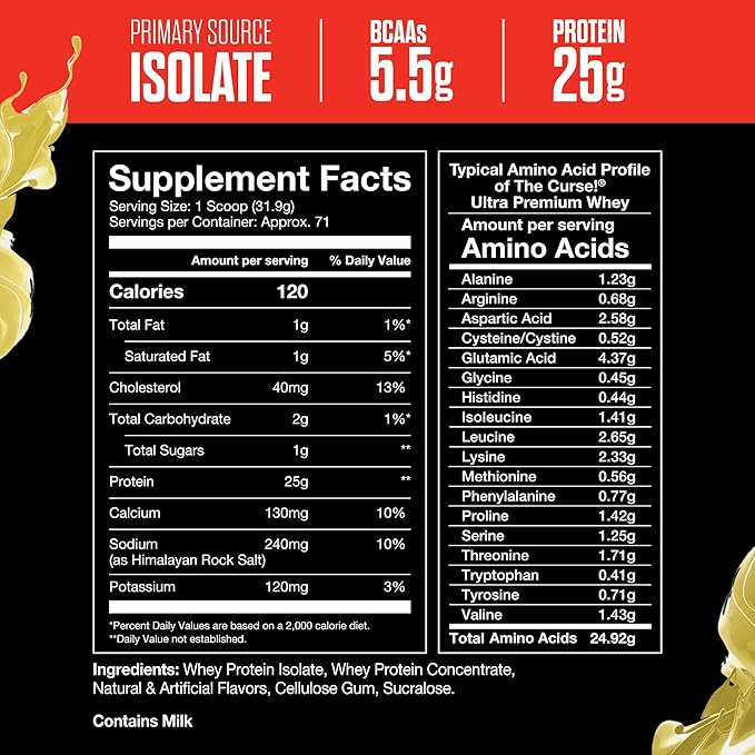 JNX SPORTS The Curse! Ultra Premium Whey Protein Powder Vanilla Bean 5lb | 25g Protein Per Serve, Primary Source Whey Isolate