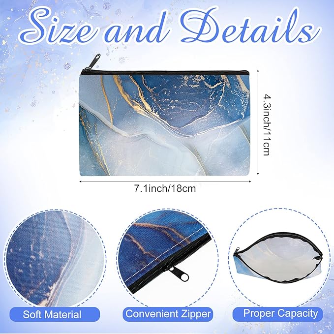 Reginary 20 Pieces Cosmetic Bag for Women, Roomy Makeup Bags with Zipper Toiletry Bag Pouch Travel Packing Accessory Organizer Gifts, 7 x 4.3 Inches (Marble)