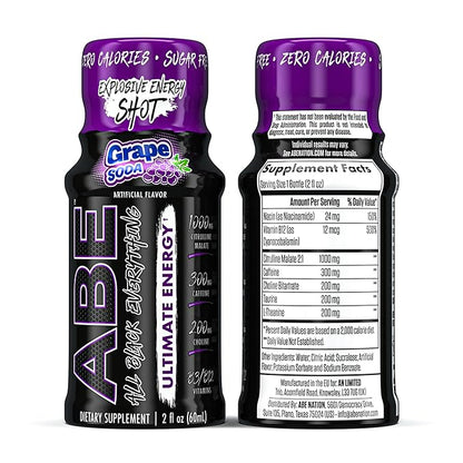 All Black Everything Energy Shots | 12 Pack | 300mg Caffeine | Grape Soda | Zero Sugar | Energy +Â Focus Supplement | Nootropic Blend for Gym or Work