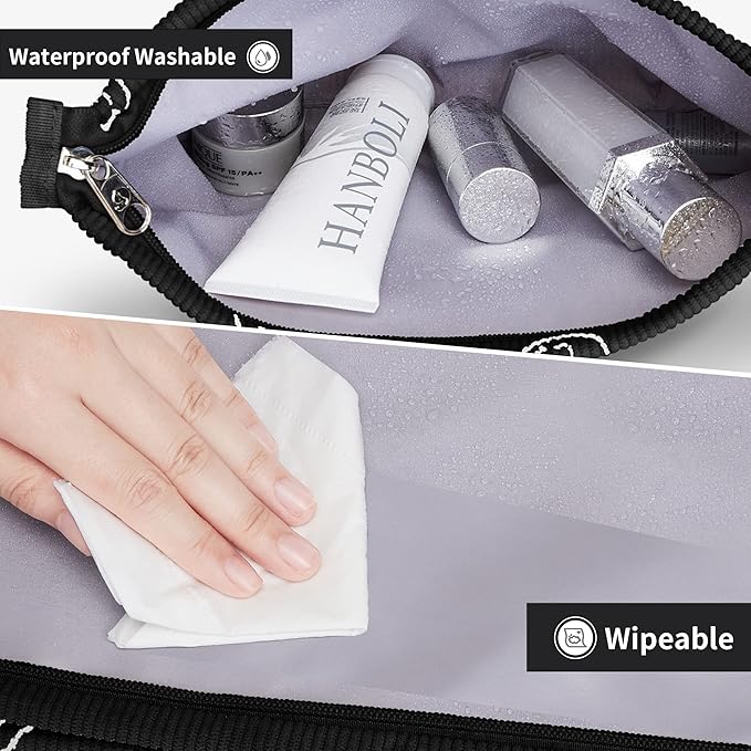 WLLWOO Makeup Bag-2pcs Smile Face Corduroy Cosmetic Bag Zipper Interior Waterproof Pencil Case Coin Purse Travel Toiletry Small Makeup Pouch For Women