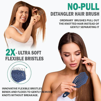 Fiora Naturals Hair Detangling Brush -100% Bio-Friendly Hair Detangler Brush w/Ultra-soft Bristles- Glide Through Tangles with Ease - For Curly, Fine, Women, Men, Kids, Toddlers, Wet and Dry Hair