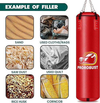 Prorobust Punching Bag for Adults, 4ft PU Heavy Boxing Bag Set with 12OZ Gloves for MMA Kickboxing Boxing Karate Home Gym Training (Unfilled)