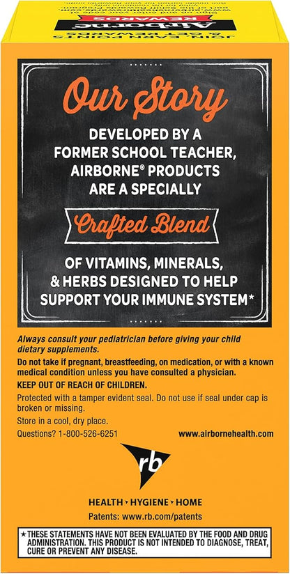 Airborne 1000mg Chewable Tablets with Zinc, Immune Support Supplement with Powerful Antioxidants Vitamins A C & E - 96 Tablets, Citrus Flavor