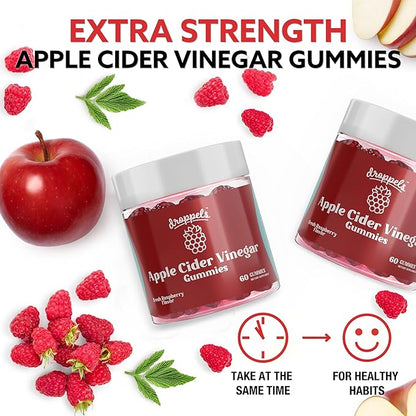 Droppels Apple Cider Vinegar Gummies 1000mg with Beet Root & Pomegranate (60 Count (Pack of 2))