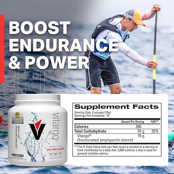 Vitargo Carbohydrate Powder | Feed Muscle Glycogen 2X Faster | 1 LB Unflavored Pre Workout & Post Workout | Carb Supplement for Recovery, Endurance, Gain Muscle Mass